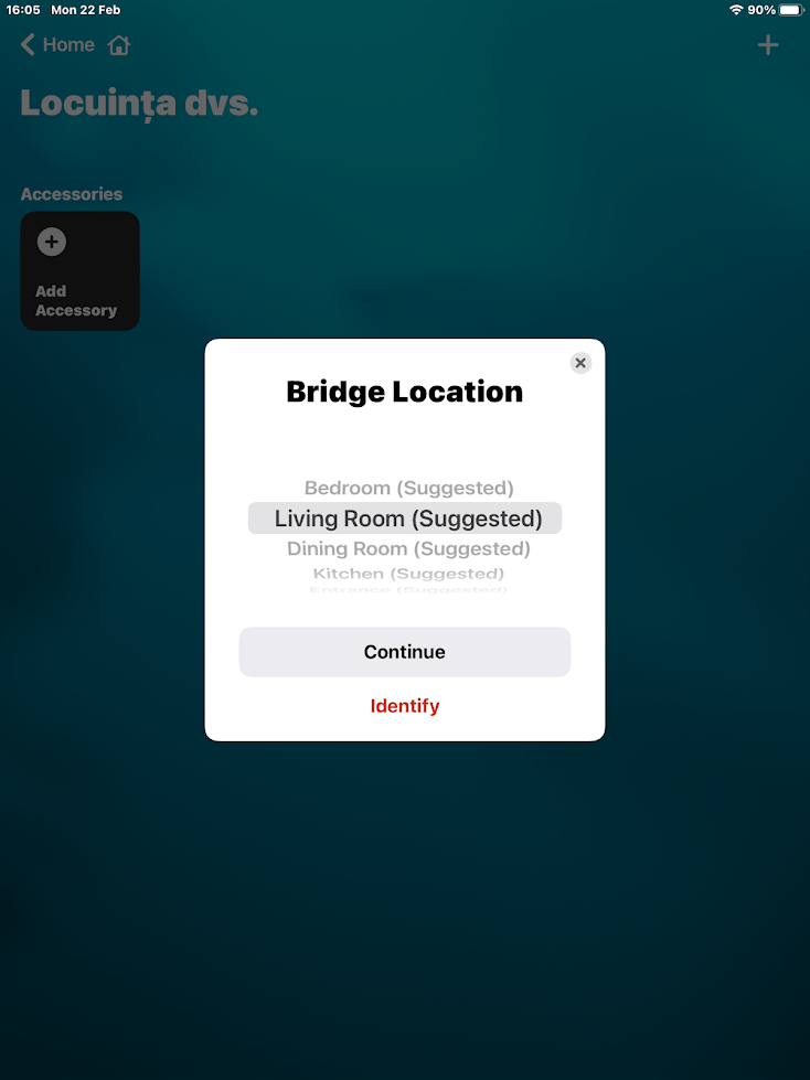 Locație Home Assistant Bridge în HomeKit